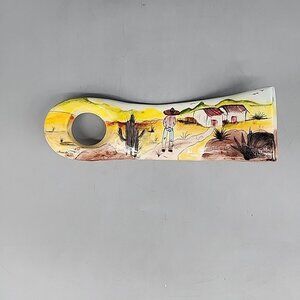Mexican Ceramic Handpainted Wine Bottle Holder Southwestern